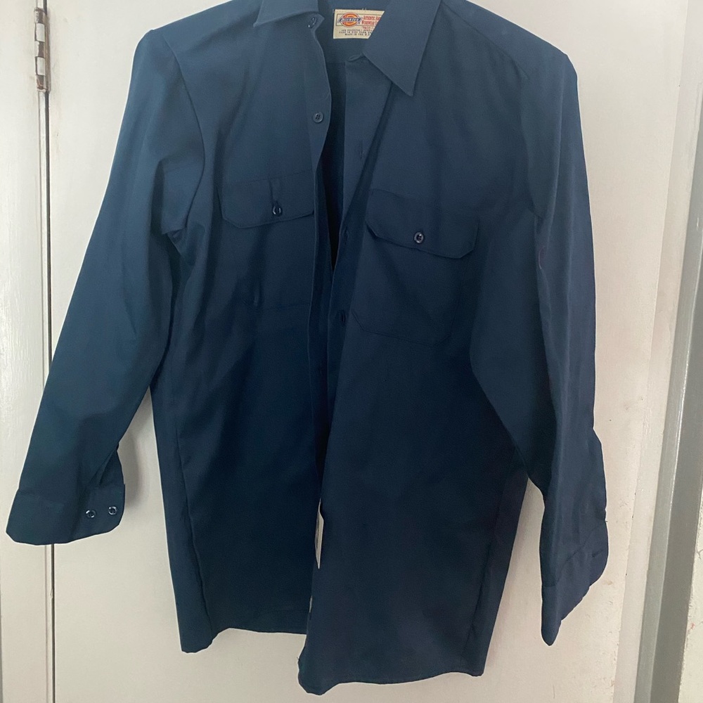 Dickies Men's Long Sleeve Blue Work Shirt nwt